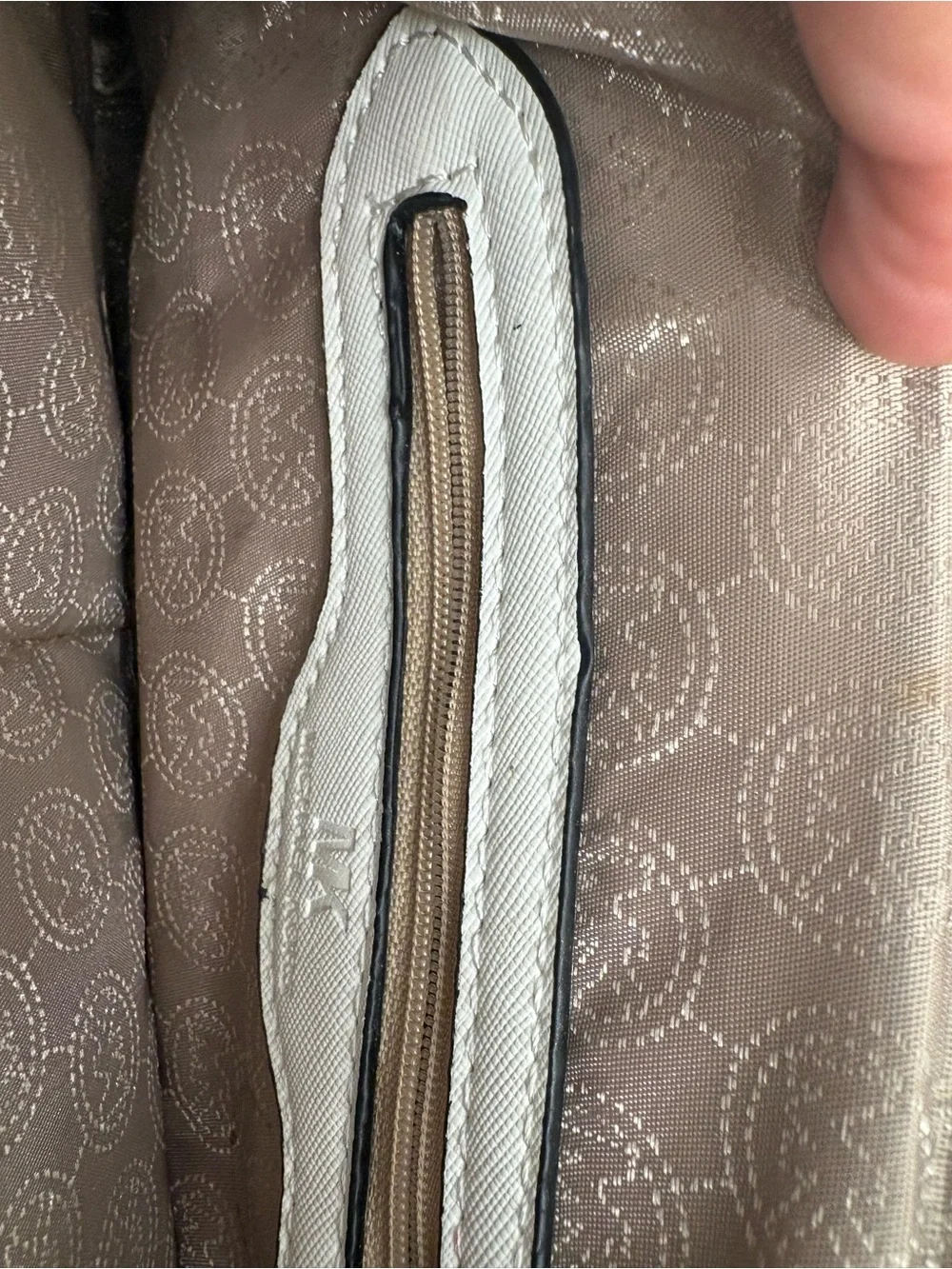 Michael Kors White Leather Crossbody with Gold Chain Accents